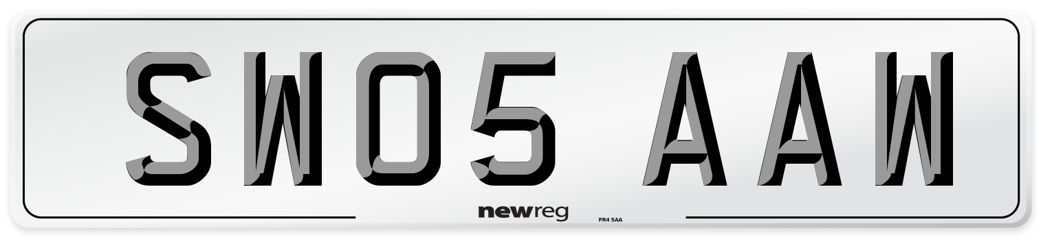 SW05 AAW Number Plate from New Reg